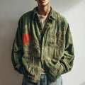 Japanese Sun Bamboo Overshirt – Vintage Washed Artistic Button Jacket – Relaxed Fit S–6XL